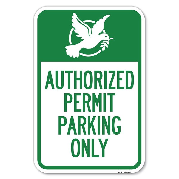 Signmission Authorized Church Parking Only With Graphic Heavy-Gauge Alum. Sign, 12" x 18", A-1218-24331 A-1218-24331 - main